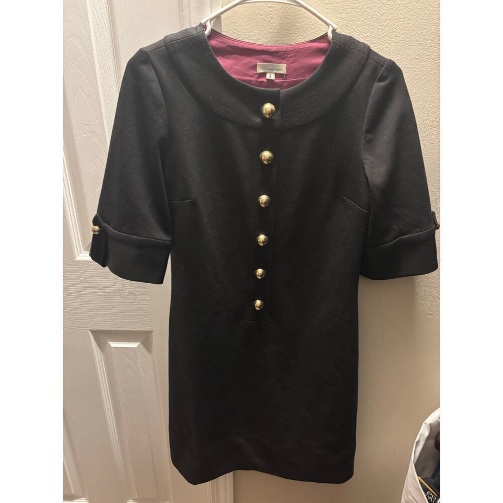 Shoshanna vintage black shift scoop neck mini dress sz 4